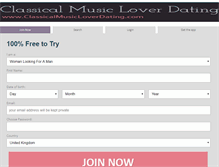 Tablet Screenshot of classicalmusicloverdating.com